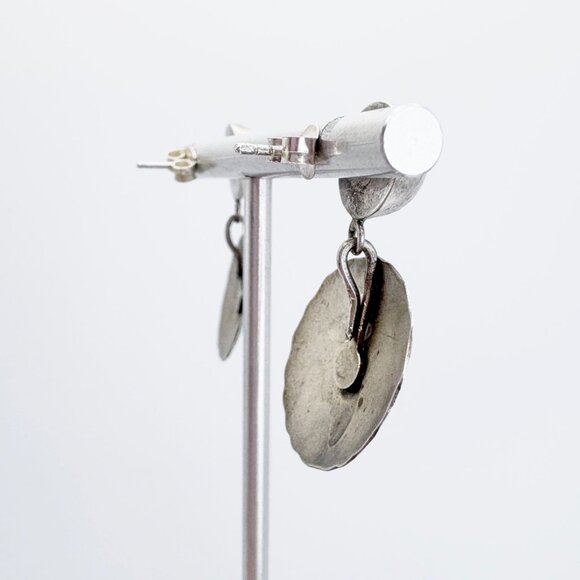 NYE Sterling Silver 925 Embossed Wheat Design Dangle Earrings Size 1.25" Length - Picture 3 of 9